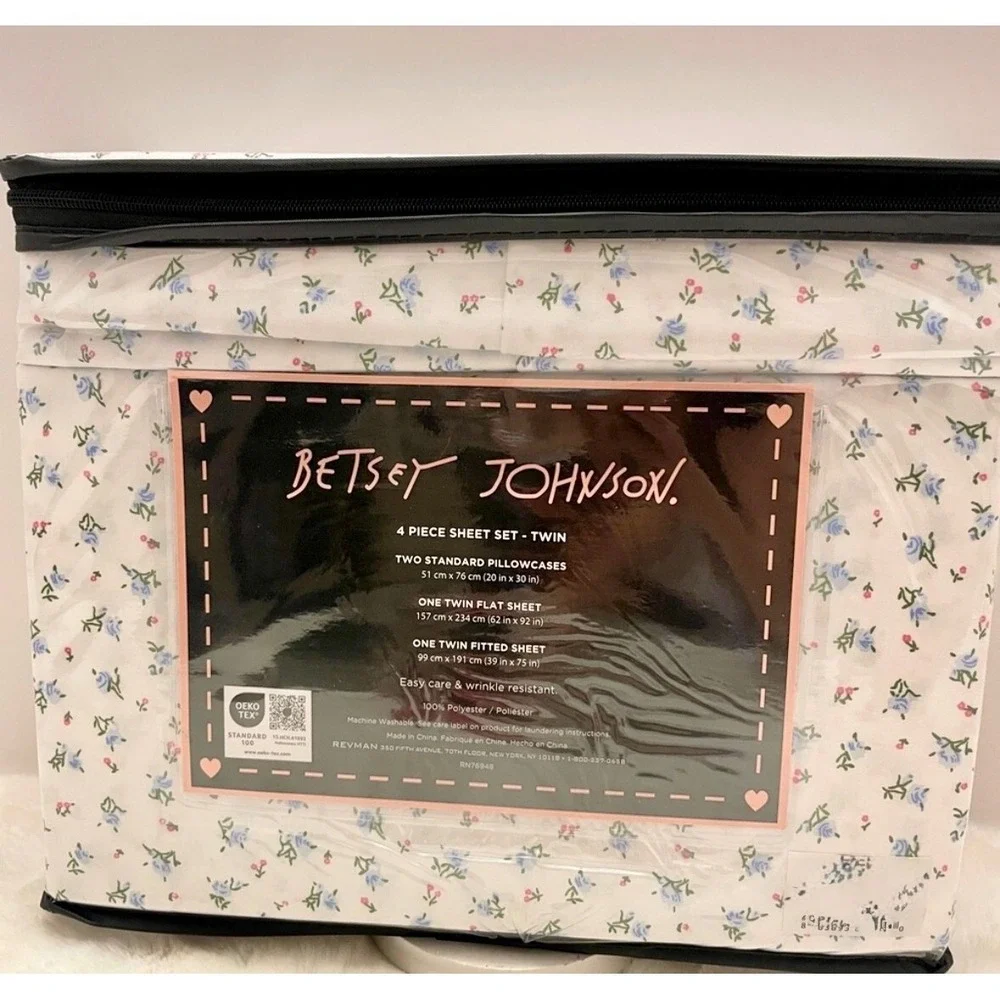 Betsey Johnson‎ Floral Sheet Set Twin 4 Piece Bonus Pillowcase Super Soft